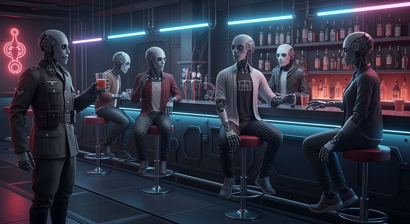 robots in a bar
